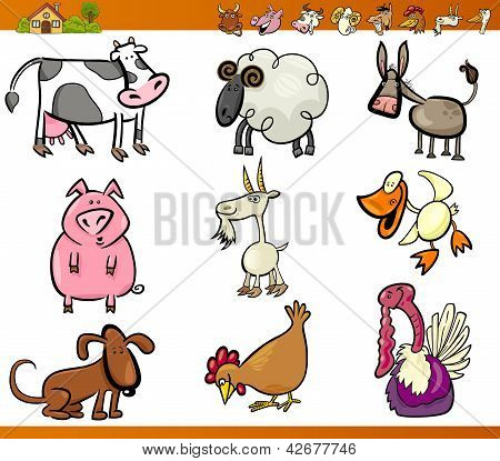 Animali da fattoria Set Cartoon illustrazione