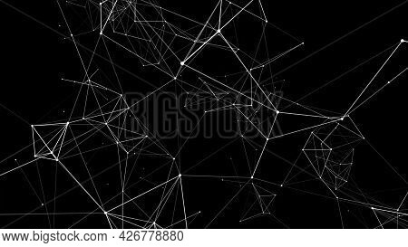 Abstract Digital Connection Moving Dots And Lines. Technology Plexus. 3d Seamless Loop. 4k.