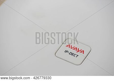 Timisoara, Romania - April 05, 2020: Close-up Of An Avaya Ip Dect, External Aerial Ip Base Station