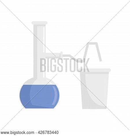 Pipe Flask Glass Lab Icon. Flat Illustration Of Pipe Flask Glass Lab Vector Icon Isolated On White B