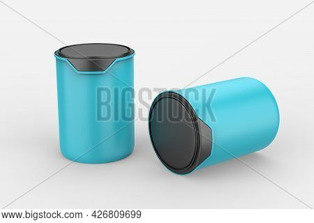 Paint Can With A Lid Isolated On White Background, Template For Design And Advertising, Mockup. 3d I