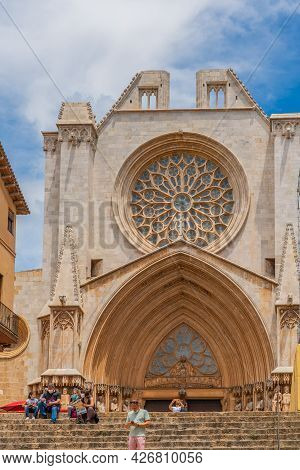 Tarragona, Spain - June 23. 2021: Town View With The Cathedral In Tarragona, Catalonia