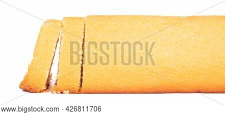 Traditional Homemade Sliced Buttercake, Isolated On A White Background