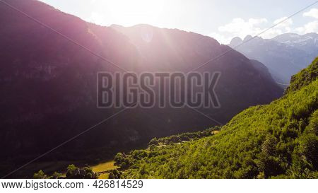 Mountain Landscape In National Park Theth In The Albanian Alps.