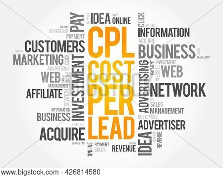 Cpl - Cost Per Lead Word Cloud, Business Concept Background