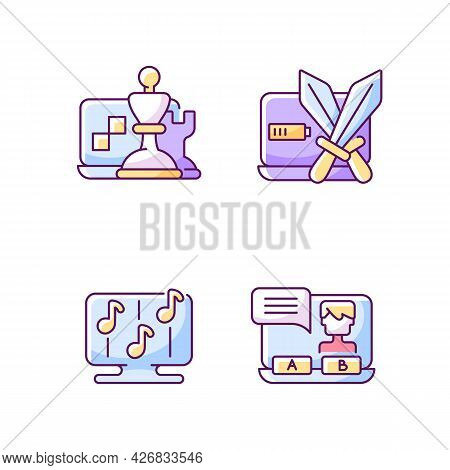 Competitive Games Types Rgb Color Icons Set. Isolated Vector Illustrations.. Combat Between Teams. R