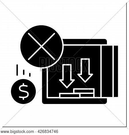 Money Glyph Icon. Emptying Savings In Bank Cell. Money Lacks. Poverty Concept. Filled Flat Sign. Iso