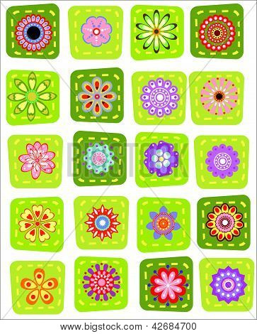 20 Ícones de flor de retalhos coloridos