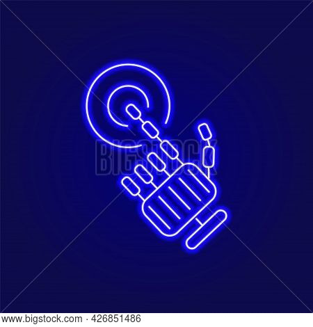 Bio Mechanical Arm Push Button Outline Icon. Exoskeleton And High Tech Technology. Cyberpunk Concept