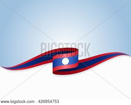 Laotian Flag Wavy Abstract Background. Vector Illustration.