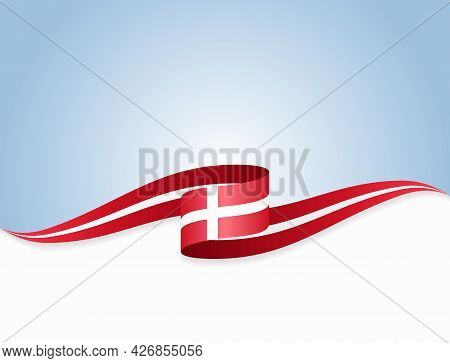 Danish Flag Wavy Abstract Background. Vector Illustration.