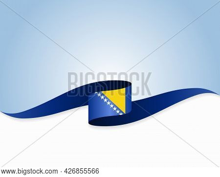 Bosnia Herzegovinan Flag Wavy Abstract Background. Vector Illustration.