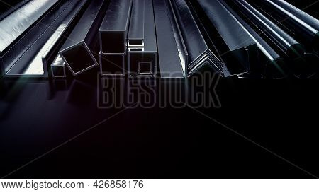 Glowing Rolled Metal And Rebar , Cgi Industrial 3d Illustration