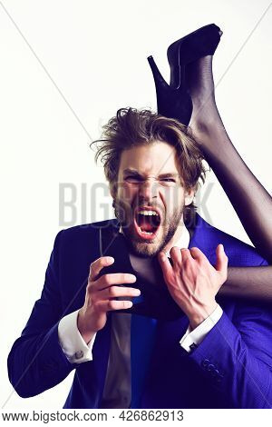 Sexy Legs Of Woman Body And Man, Matriarchy And Patriarchy