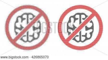 Dotted Halftone Brainless Icon. Vector Halftone Mosaic Of Brainless Icon Organized Of Circle Pixels.