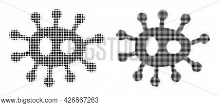 Dot Halftone Bacilla Icon. Vector Halftone Mosaic Of Bacilla Icon Combined Of Round Items.