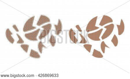 Dot Halftone Coffee Bean Destruction Icon. Vector Halftone Mosaic Of Coffee Bean Destruction Icon Fo