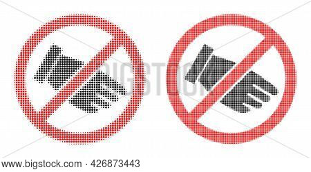 Pixelated Halftone No Hand Icon. Vector Halftone Concept Of No Hand Icon Constructed Of Circle Items
