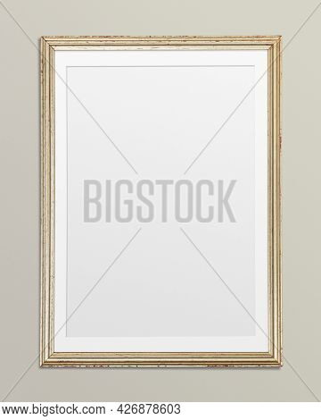 Gold picture frame mockup illustration