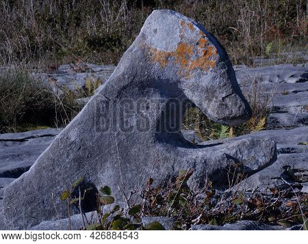 A Weather Eroded Standing Stone Near St Coleman's Hermitage, The Burren, Co Clare, Ireland