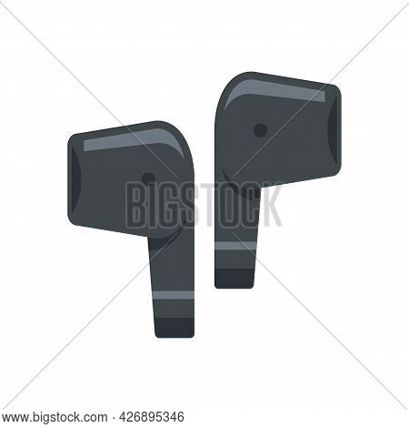 Mobile Wireless Earbuds Icon. Flat Illustration Of Mobile Wireless Earbuds Vector Icon Isolated On W