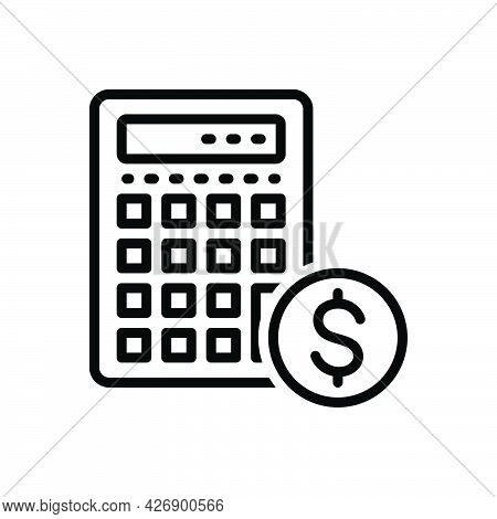 Black Line Icon For Estimates Calculation Editable Document Banking Arithmetic Dollar