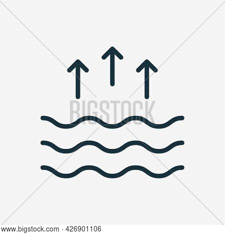 High Tide Linear Icon. Waves On The Sea Or Ocean. Editable Stroke. Vector Illustration