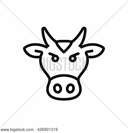 Black Line Icon For Beast Animal Cattle Livestock Brute Fauna Cow