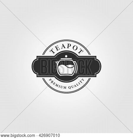Label Of Teapot Logo Vintage Vector Illustration Design