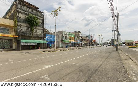 Trang, Thailand - January 1,2019 : View Of Ratsada Road In Kantang City, Trang, Thailand On January 