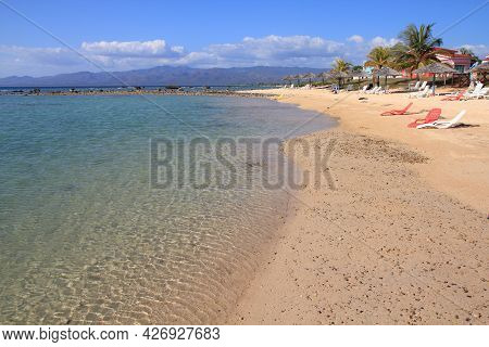 Cuba Beach Landscape - Palm Trees At Ancon Beach, Trinidad.
