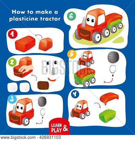 Funny Plasticine Tractor With Trailer Step Instruction For Kid