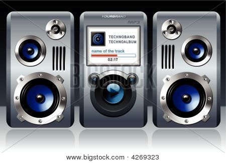 MP3-speler met luidsprekers