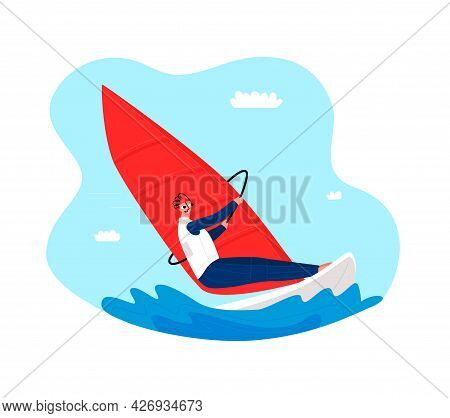 Vector Simple Flat Illustration Of Sailing Sport.