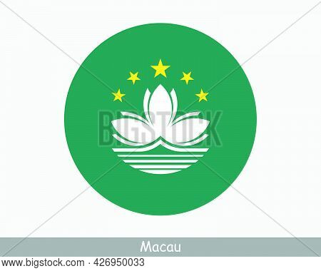 Macau Round Circle Flag. Macao Circular Button Banner Icon. Eps Vector