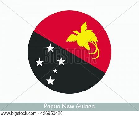 Papua New Guinea Round Circle Flag. Papua New Guinean Circular Button Banner Icon. Eps Vector
