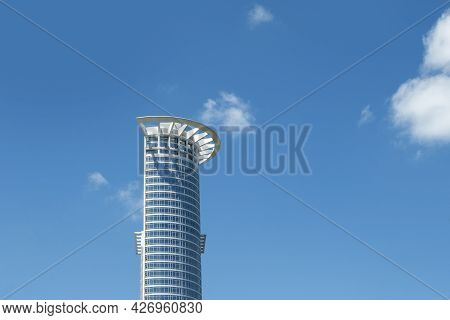 Frankfurt, Germany - June 21, 2021: Top Of The Westend Tower, One Of The Tallest Skyscraper In Germa