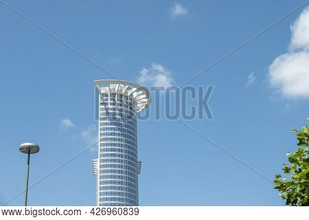 Frankfurt, Germany - June 21, 2021: Top Of The Westend Tower, One Of The Tallest Skyscraper In Germa