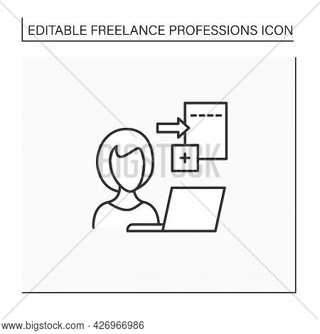 Data Entry Jobs Line Icon.handle Different Types Of Electronic Data And Operating Devices.enter Info