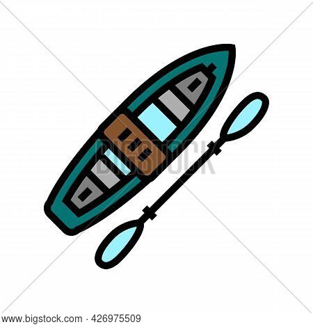 Kayak Boat Color Icon Vector. Kayak Boat Sign. Isolated Symbol Illustration
