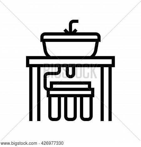 Water Filter Under Sink Line Icon Vector. Water Filter Under Sink Sign. Isolated Contour Symbol Blac