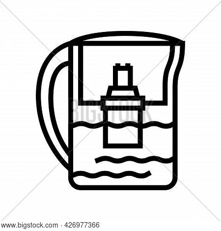 Pot Water Filter Line Icon Vector. Pot Water Filter Sign. Isolated Contour Symbol Black Illustration