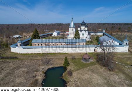 View Of Zelenetsky Trinity Monastery On A Sunny April Day. Zelenets, Leningrad Region. Russia