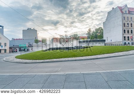 Zgorzelec, Poland - June 2, 2021: Jakob Bohne Roundabout City Center At Sunrise Time.