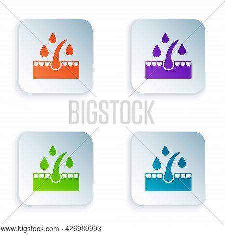 Color Organic Essential Oil For Hair Care Treatment Icon Isolated On White Background. Hair Growth O