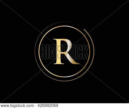 Initial Gold R Letter Logo Design. R Logo Design With Creative And Luxury Concept