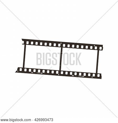 Two Frames Of Dia Positive 35mm Film Snip, Simple Black Icon On White