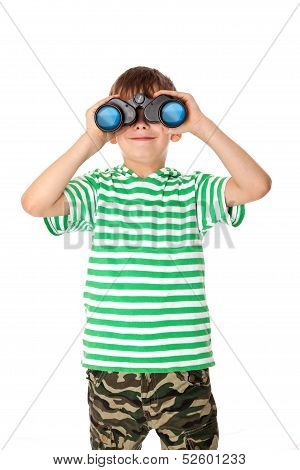 Boy Holding Binoculars