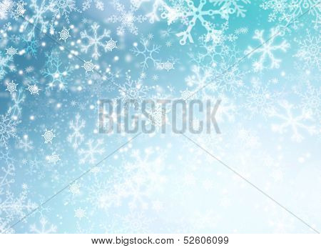 Winter Holiday Snow Background. Christmas Abstract Backdrop with Snowflakes