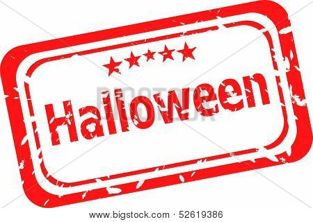 Happy Halloween Red Grunge Stamp